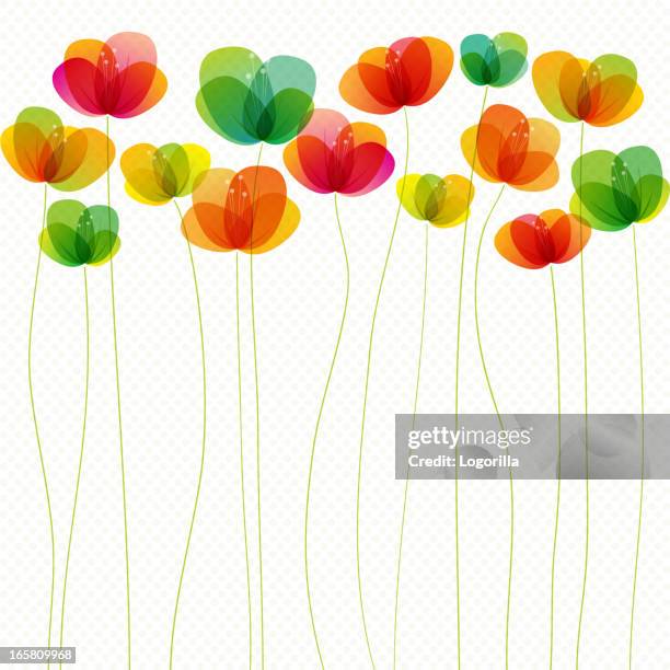spring flowers (seamless) - flowers in a row stock illustrations
