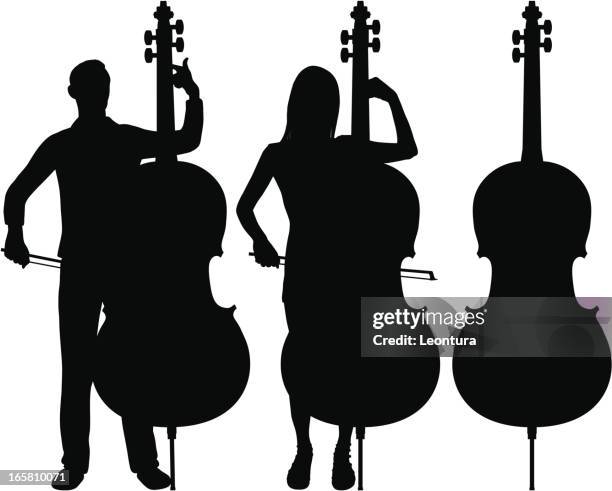 double bass - stringed instrument stock illustrations