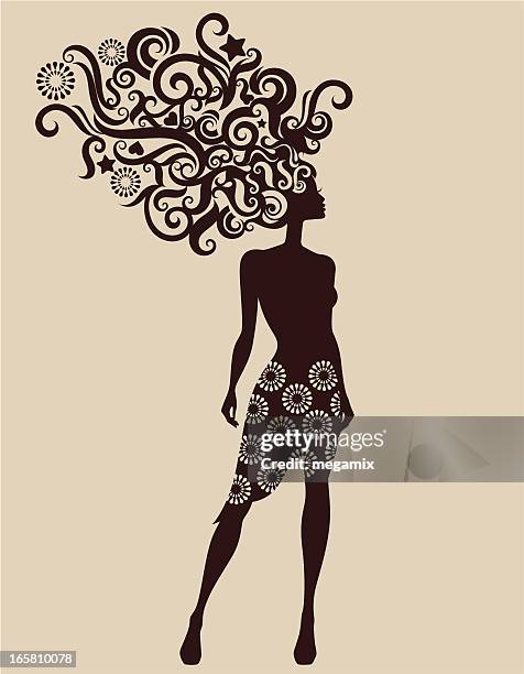 illustrations, cliparts, dessins animés et icônes de silhouette de la femme. - silhouette femme mode