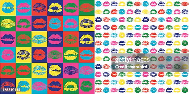 lippenstiftabdruck muster - lippenstiftabdruck stock-grafiken, -clipart, -cartoons und -symbole