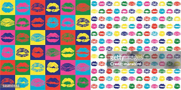 lipstick kiss pattern - andy warhol art stock illustrations