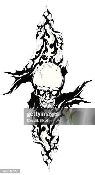 totenkopf tattoo - skull tattoos stock-grafiken, -clipart, -cartoons und -symbole