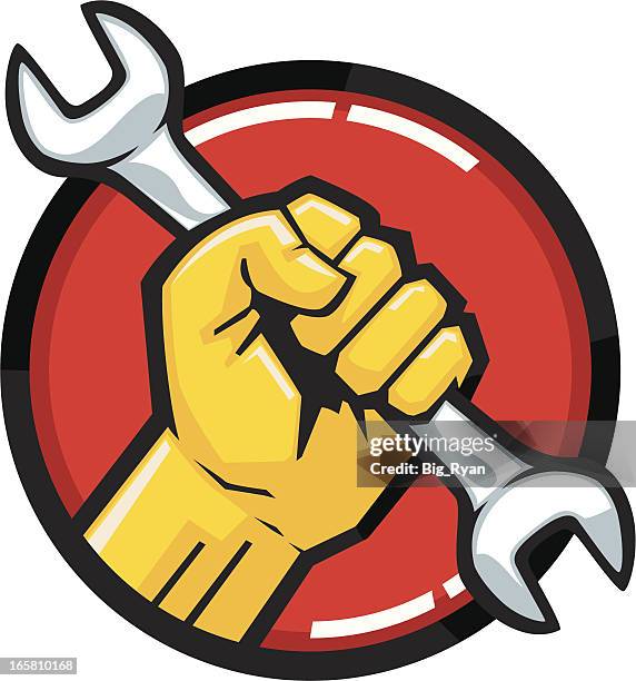 wrench fist - wrench stock illustrations