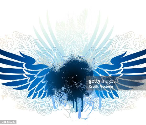 wing elements - eagle wing tattoos stock illustrations