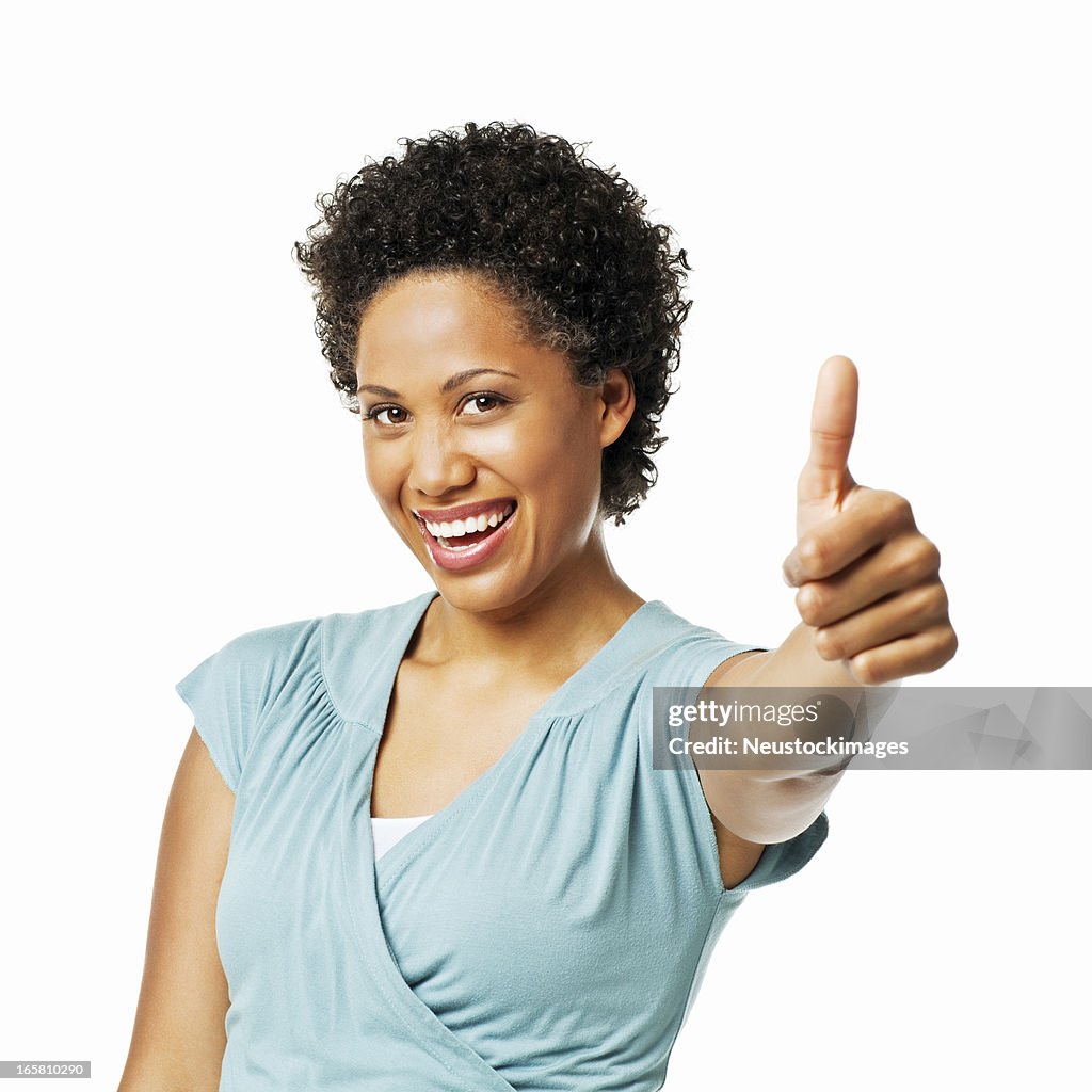 Beautiful Woman Giving a Thumbs Up - Isolated
