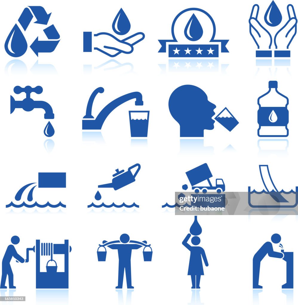 Water conservation royalty free vector icon set