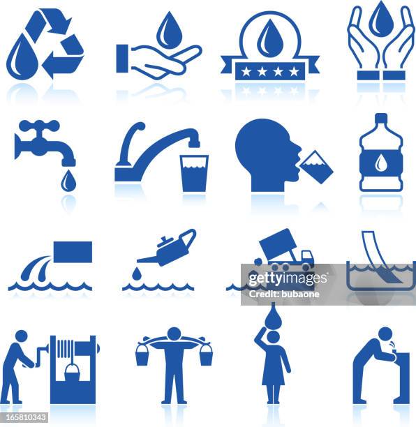 stockillustraties, clipart, cartoons en iconen met water conservation royalty free vector icon set - waterbesparing