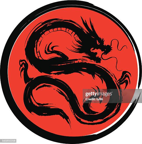ilustrações, clipart, desenhos animados e ícones de dragão negro - chinese ethnicity