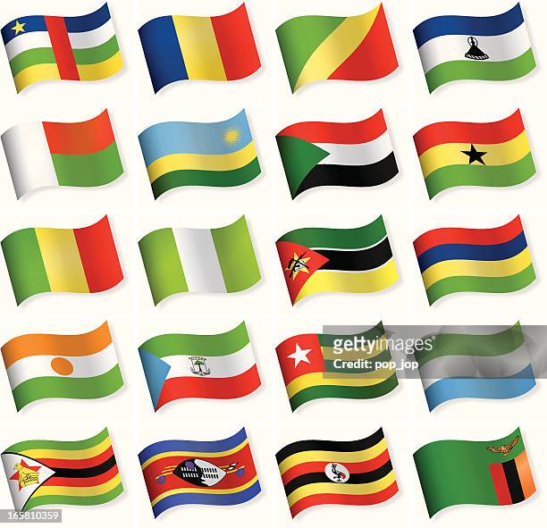 ilustraciones, imágenes clip art, dibujos animados e iconos de stock de icono de la bandera de forma de onda de áfrica - guinea ecuatorial