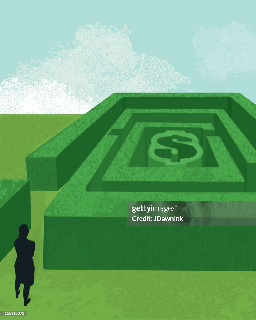 Vector illustration of a money maze