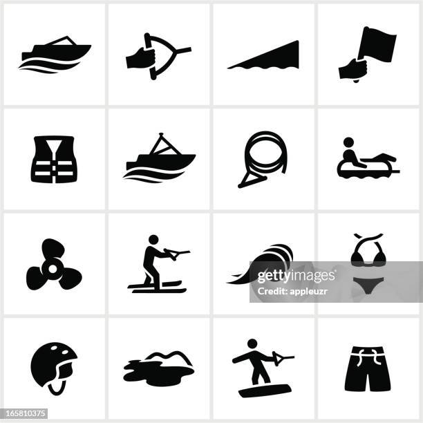 bootfahren erholung symbole - wakeboarden stock-grafiken, -clipart, -cartoons und -symbole