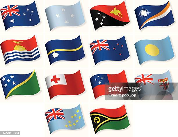 ilustrações, clipart, desenhos animados e ícones de bandeira de forma de onda coleção de ícones-austrália e oceania - palau