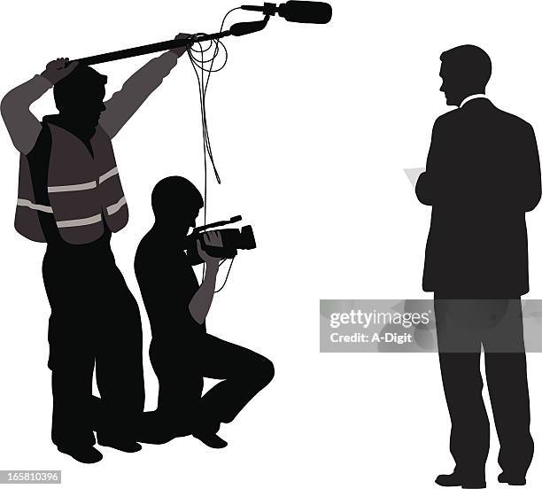 commentary vector silhouette - film crew stock illustrations