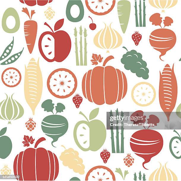 ilustraciones, imágenes clip art, dibujos animados e iconos de stock de patrón de frutas y verduras - nabo tubérculo