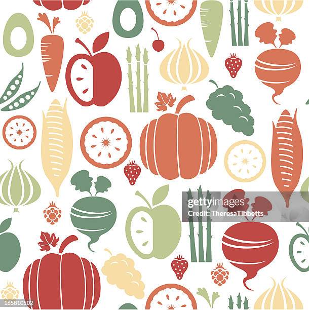 fruit and vegetable pattern - beet stock illustrations