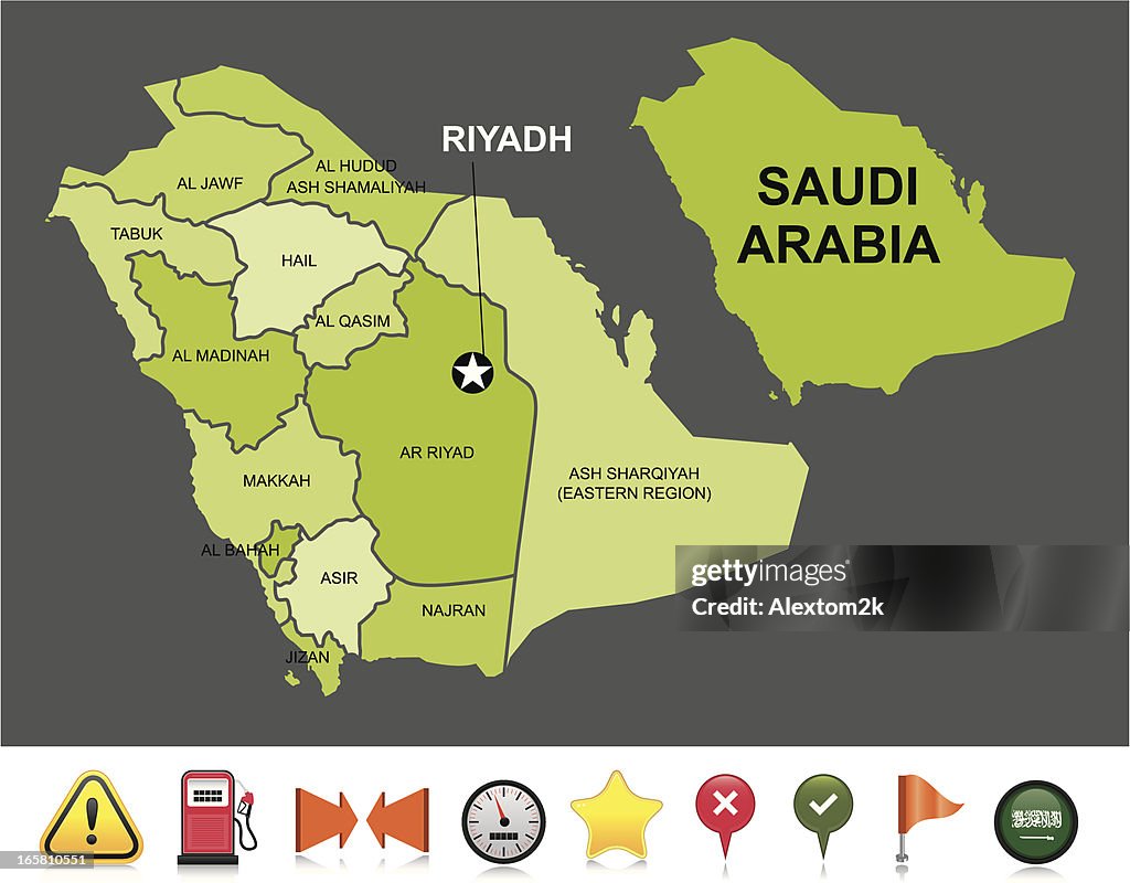 Saudi Timemap Saudi Arabia Navigation Map High-Res Vector Graphic - Getty Images