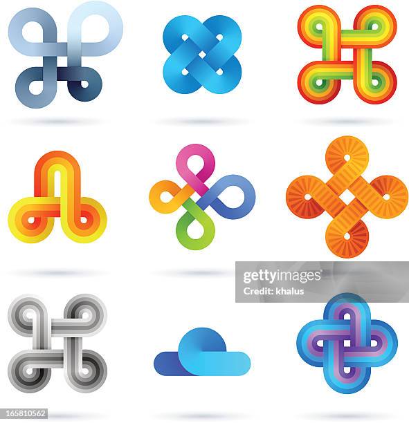 design elements | infinity gradient set - interlocking circles stock illustrations