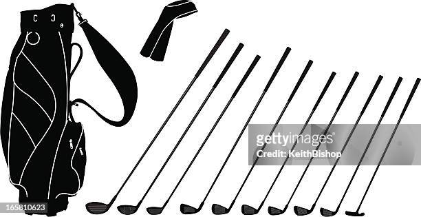 golf clubs and bag - golf club stock illustrations
