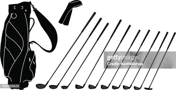 golf clubs and bag - iron stock illustrations