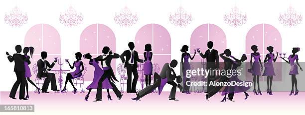 evening ball - date night dinner stock illustrations