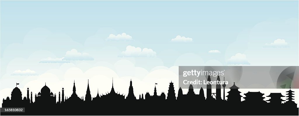 Asian Skyline (Buildings Are Detailed, Moveable and Complete)