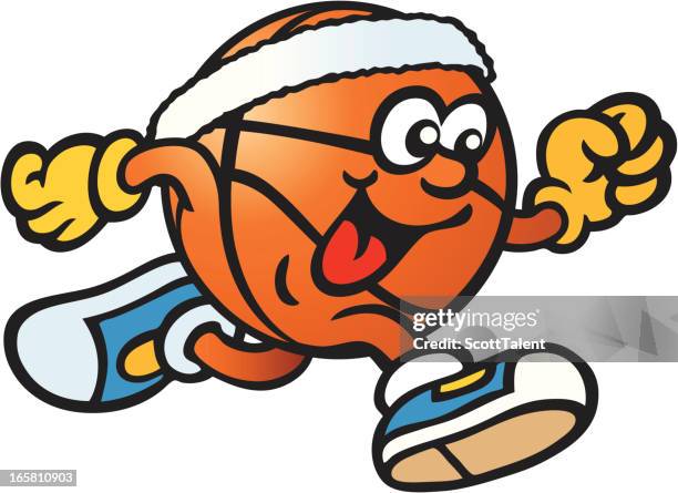basketball man - bouncing basketball stock illustrations