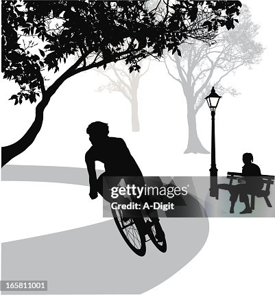 Cycling Path Vector Silhouette Cycling Path Vector Silhouette