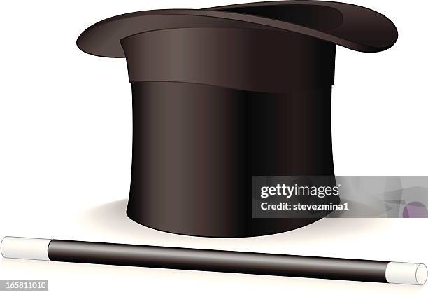 magic wand and top hat - magic trick stock illustrations