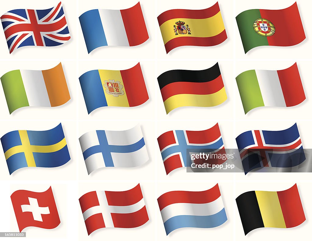 Westlichen und nördlichen europäischen Vektor-Flaggen-icons