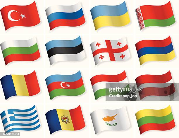stockillustraties, clipart, cartoons en iconen met waveform flags collection - east and southern europe - latvia