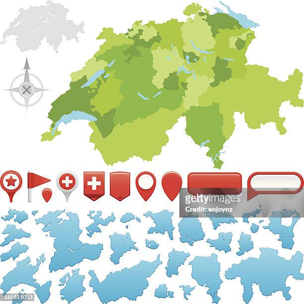 switzerland cantons - zurich map stock illustrations