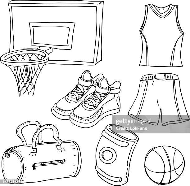 illustrazioni stock, clip art, cartoni animati e icone di tendenza di basket illustrazione in bianco e nero - uniforme di basket