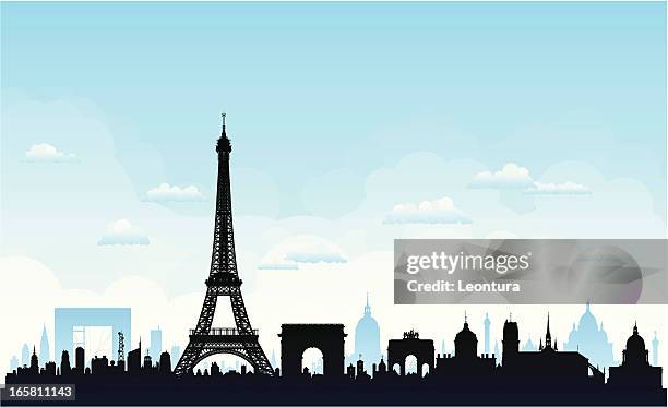 paris (buildings are detailed, moveable and complete) - paris skyline vector stock illustrations