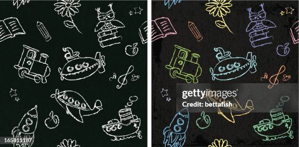 kinder kreide zeichnung-nahtlose - flowers chalk drawings stock-grafiken, -clipart, -cartoons und -symbole