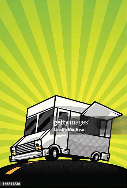 food truck burst flier - food truck stock illustrations