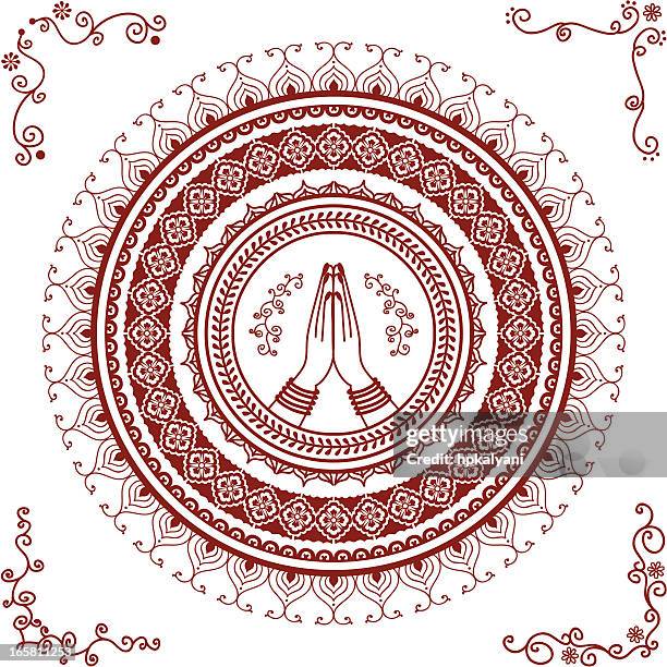 namaste mehndi mandala - namaste stock-grafiken, -clipart, -cartoons und -symbole