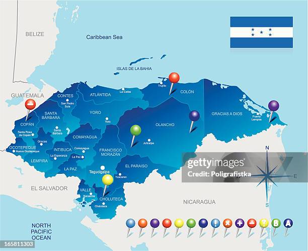 ilustraciones, imágenes clip art, dibujos animados e iconos de stock de mapa de honduras - honduras