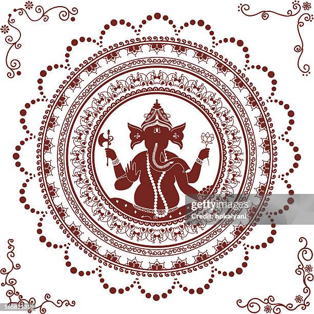 mehndi ganesh mandala - ganesha stock illustrations