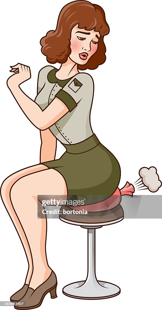 Woman Sitting on a Whoopee Cushion