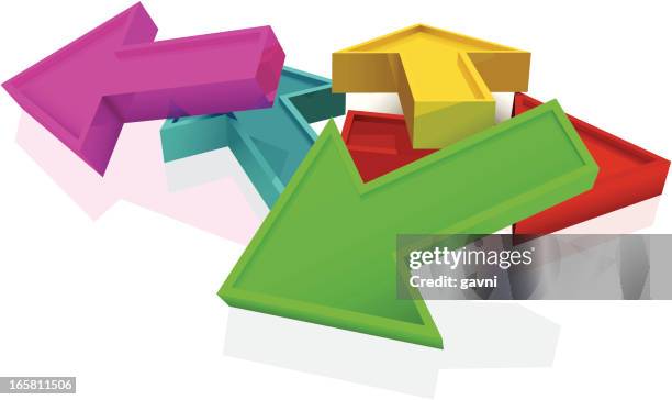 coloured arrows - yellow down arrow stock illustrations