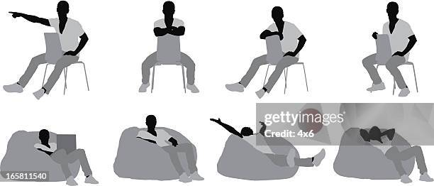 stockillustraties, clipart, cartoons en iconen met man resting - poef
