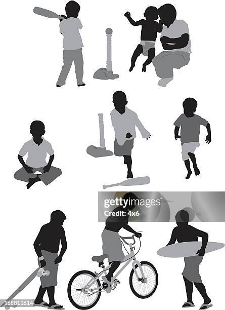children playing - child sitting cross legged stock illustrations