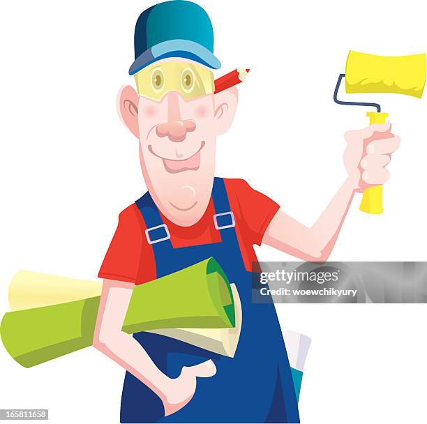 decorator - interior designer working stock illustrations
