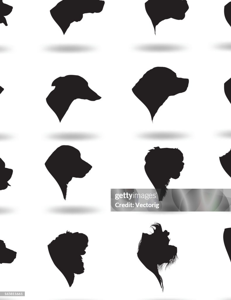 Dog Heads Silhouette