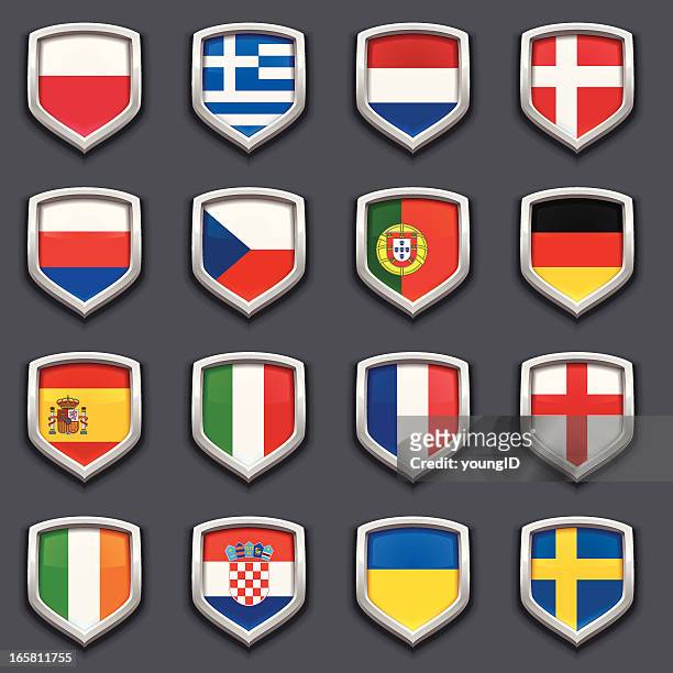 european flag icons - danish flag stock illustrations