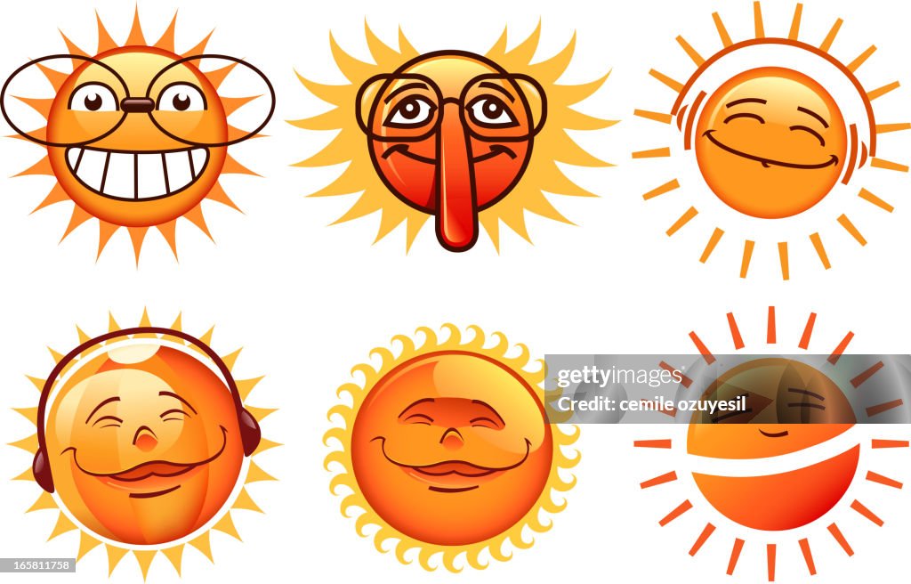 Cartoon Math Sun Sun Cartoons Set High-Res Vector Graphic - Getty Images