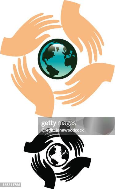 global hands - cupped hands stock illustrations