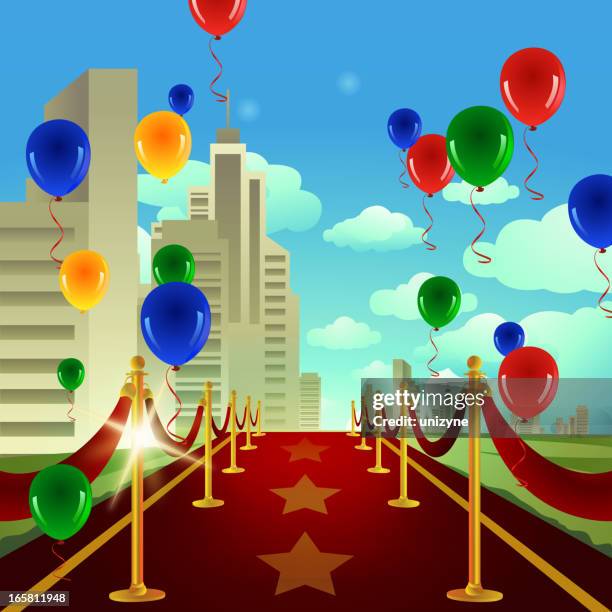 red carpet outside the auditorium - carpet background stock illustrations