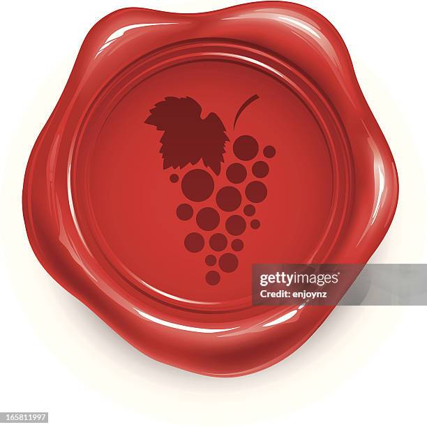 red wine wax seal - wine label stock illustrations