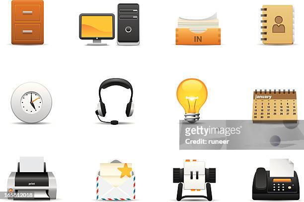 collection of business themed icons - rolodex stock illustrations